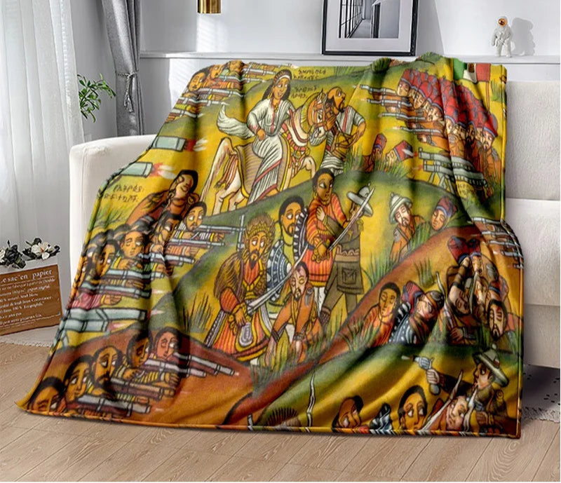 Africa Ethiopian Painting Art Cartoon Blanket