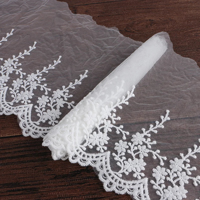 7-14.5 cm Embroidered Mesh Flower Tulle Lace