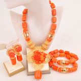 Original Orange Coral Beads Necklace Set