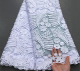 High Quality Nigerian White Mesh Embroidery Lace Fabric