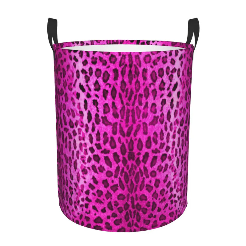 New Custom Leopard Print Laundry Basket