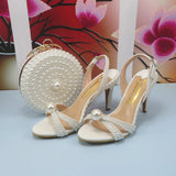 Summer New Arrival White Female Sandals Bridal shoes bag set