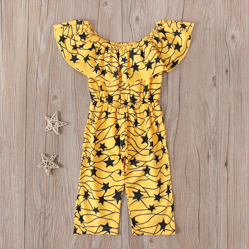 Summer African Children Printing Short Sleeveless Long Jumpsuit