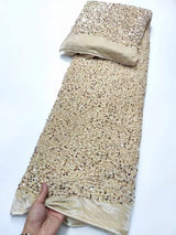 New Luxury gold Velvet Sequence Lace Fabric