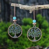 Women Bohemian Unique Leaf Tassel Round Water Drop Earring