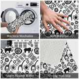 Non-slip Doormat Ethnic African Pattern Black And White Bath Mat