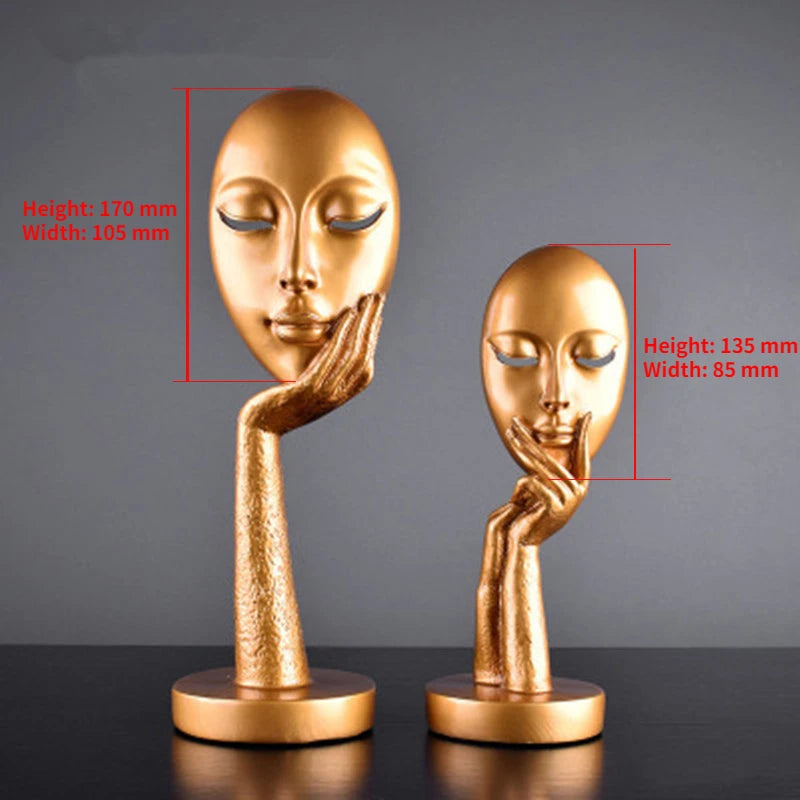 Modern Human Meditators Abstract Lady Face Character Resin Statues