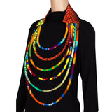 New Multi layered African Fabric Statement Necklace