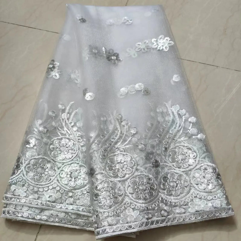 High Quality Sequins Tulle African Lace Fabric