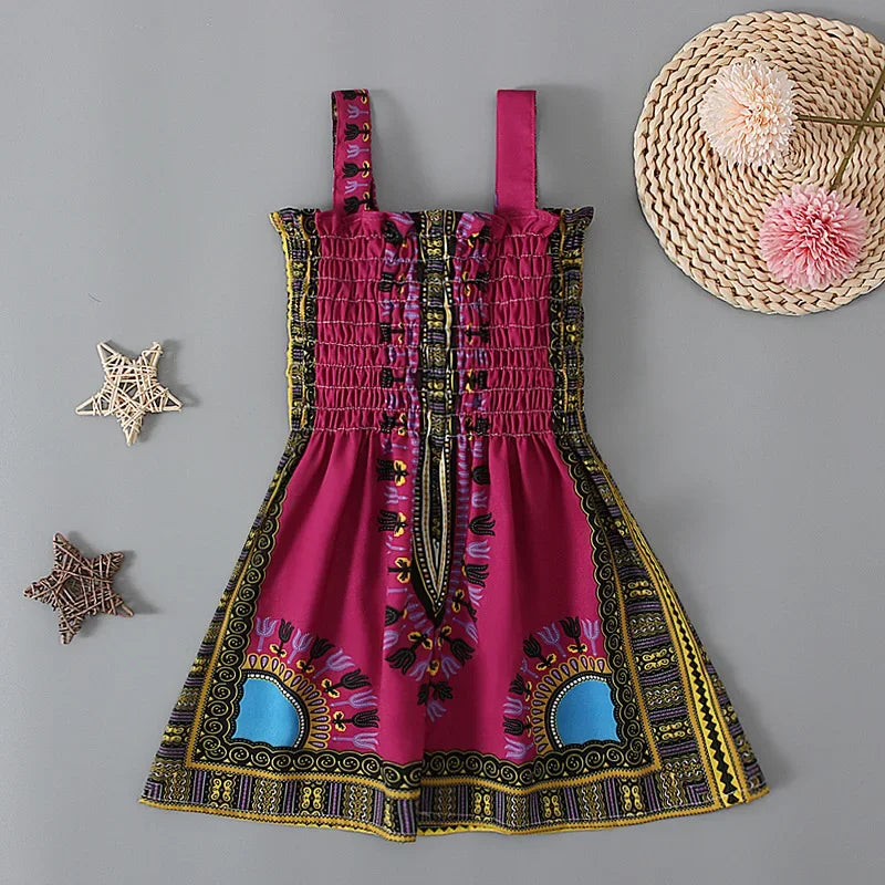 Summer Fashion Style African Children Polyester Printing Dress