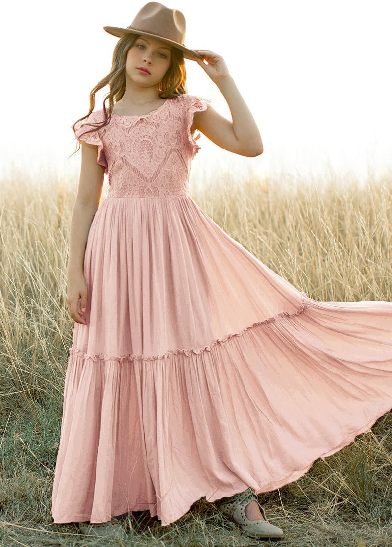 Girls Lace Bohemia Long Dresses