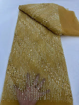 High Quality Nigerian Sequins With Pearl Lace Tulle Fabric