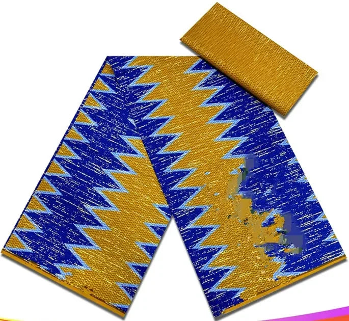 Ankara African Kente Gold Real Wax Fabric