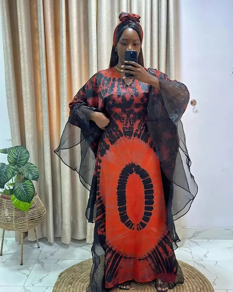 Summer Kaftan African V-neck Polyester Plus Size Long Maxi Dress