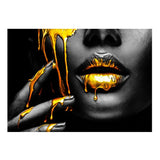 African Women Black and Gold Face Lip Wall Art Poster