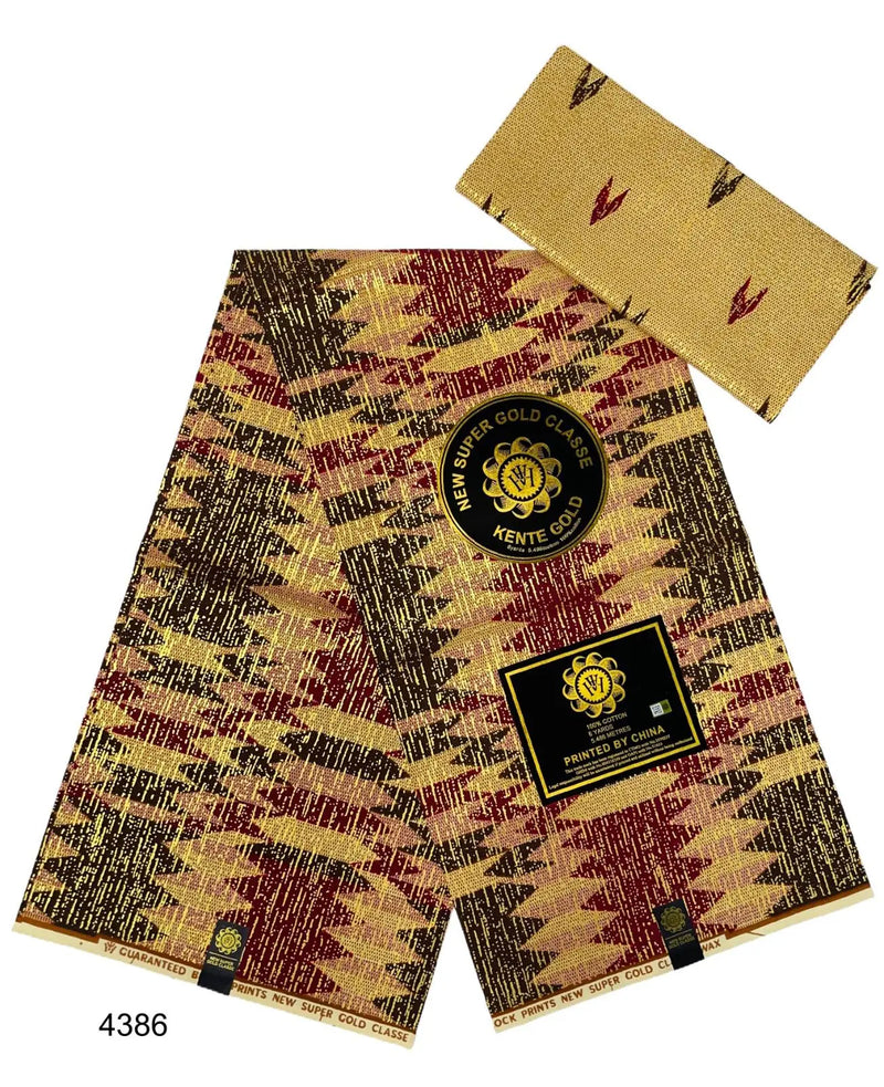 New Arrival Kente Golden 4+2 African Wax Fabric