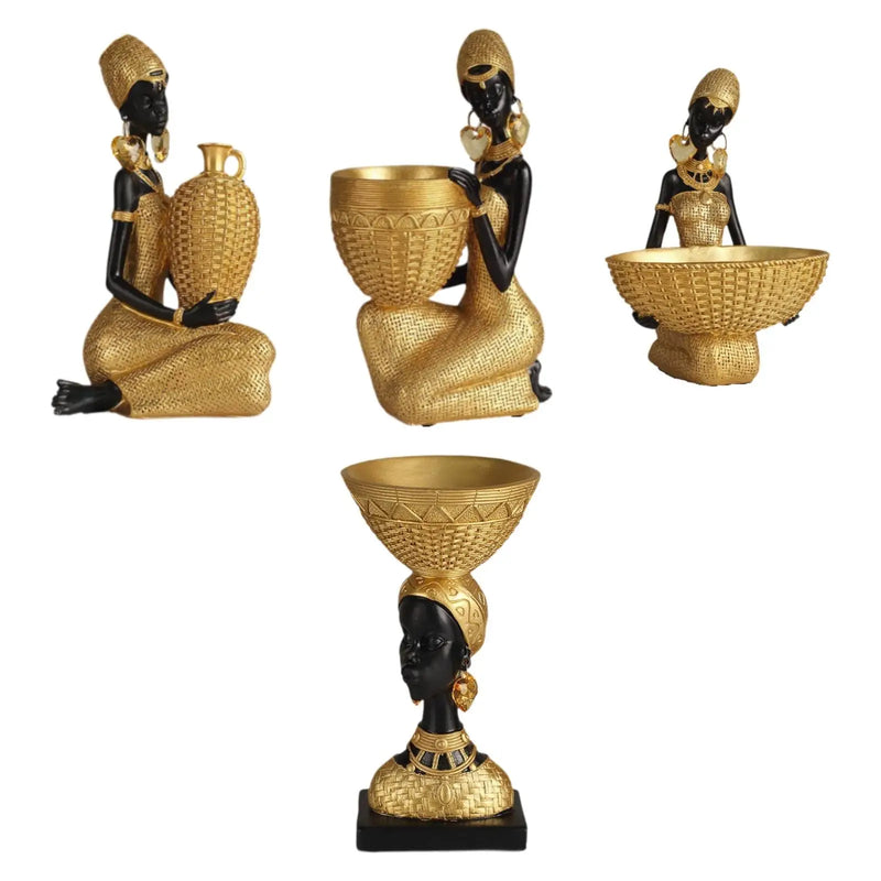 New African Tribal Lady Statue Decor