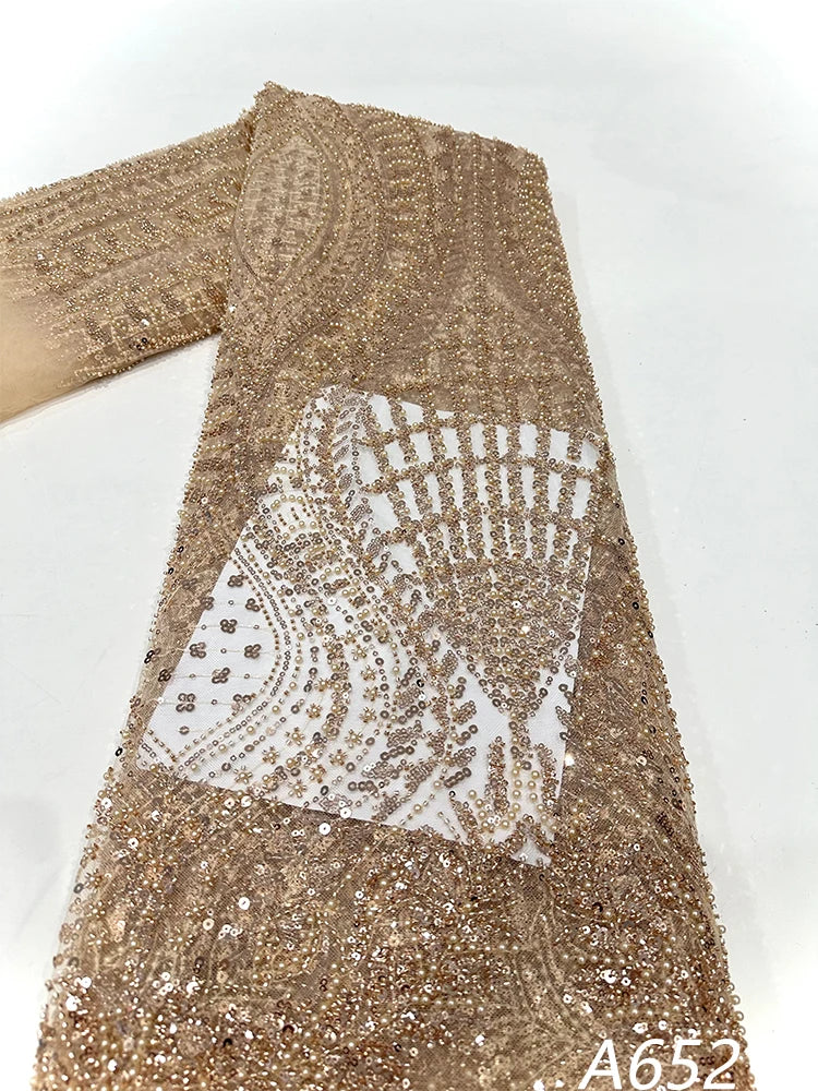 New Luxury Handmade Beads Lace Fabric