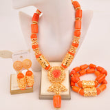 Original Orange Coral Beads Necklace Set