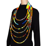 New Multi layered African Fabric Statement Necklace