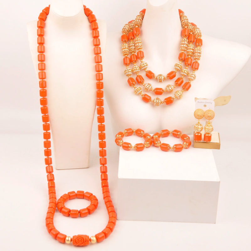 New Artificial Coral Bead Necklace Sets