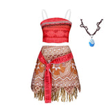 Ocean Adventure Cartoon Role Play Costume Moana Two Pieces Dress