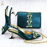 Big Diamond Decoration Shoes and Bag Set