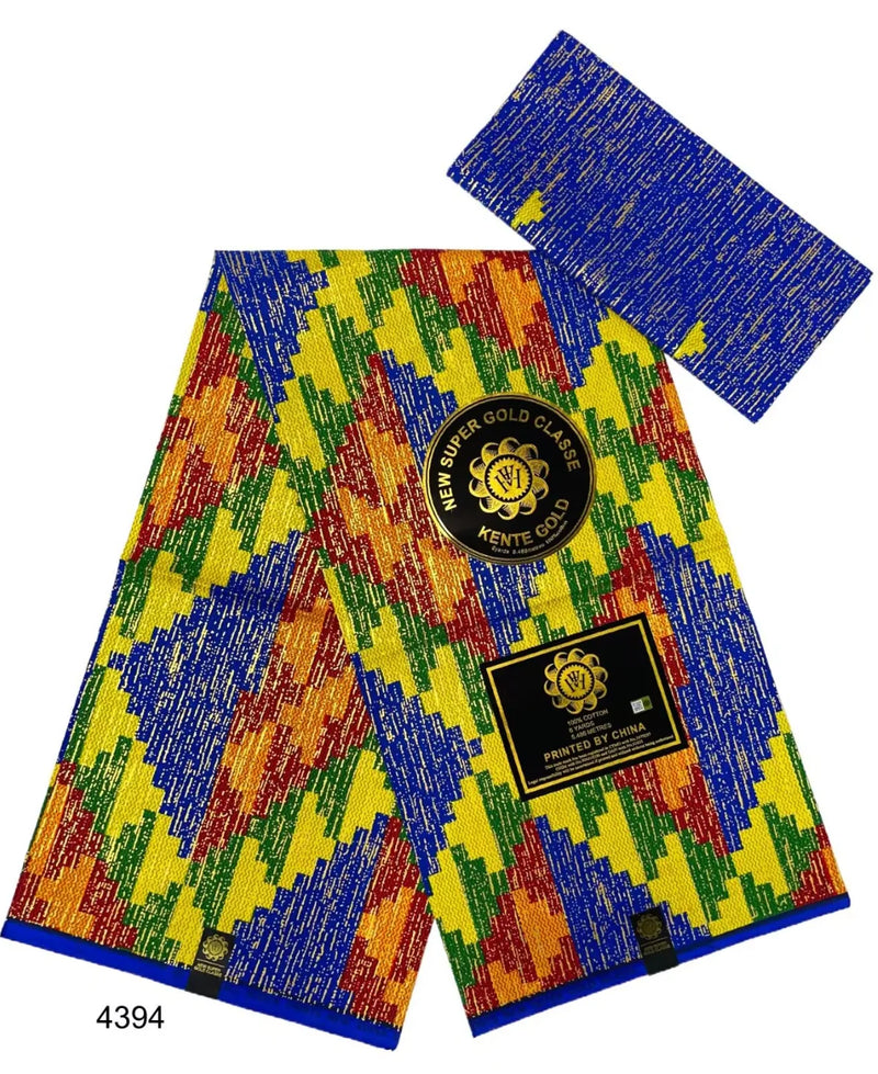 Ankara African kente gold Real Wax Fabric