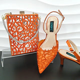 Small Rhinestones Fashion Party Ladies Shoes And Bag