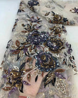 New Arrival Luxury Handmade French Lace Sequins Beaded Fabric