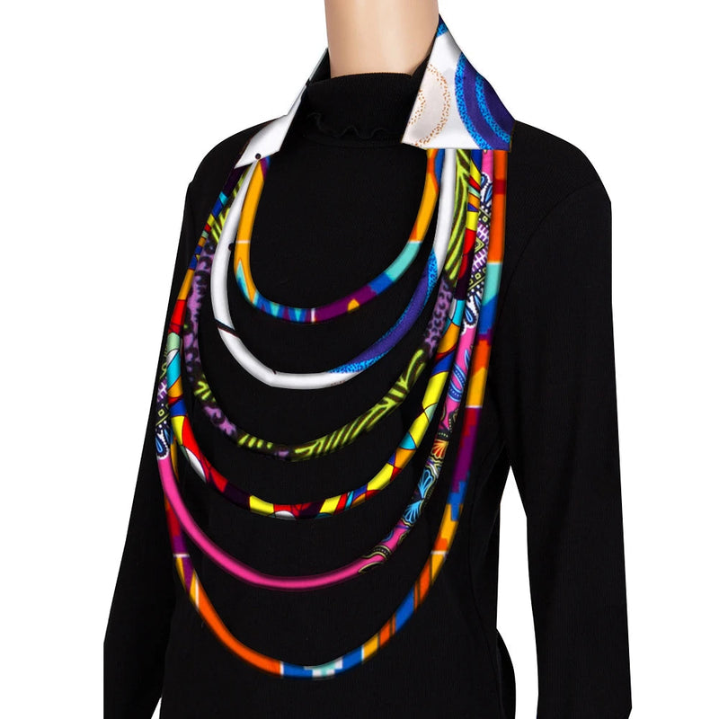 New Multi layered African Fabric Statement Necklace