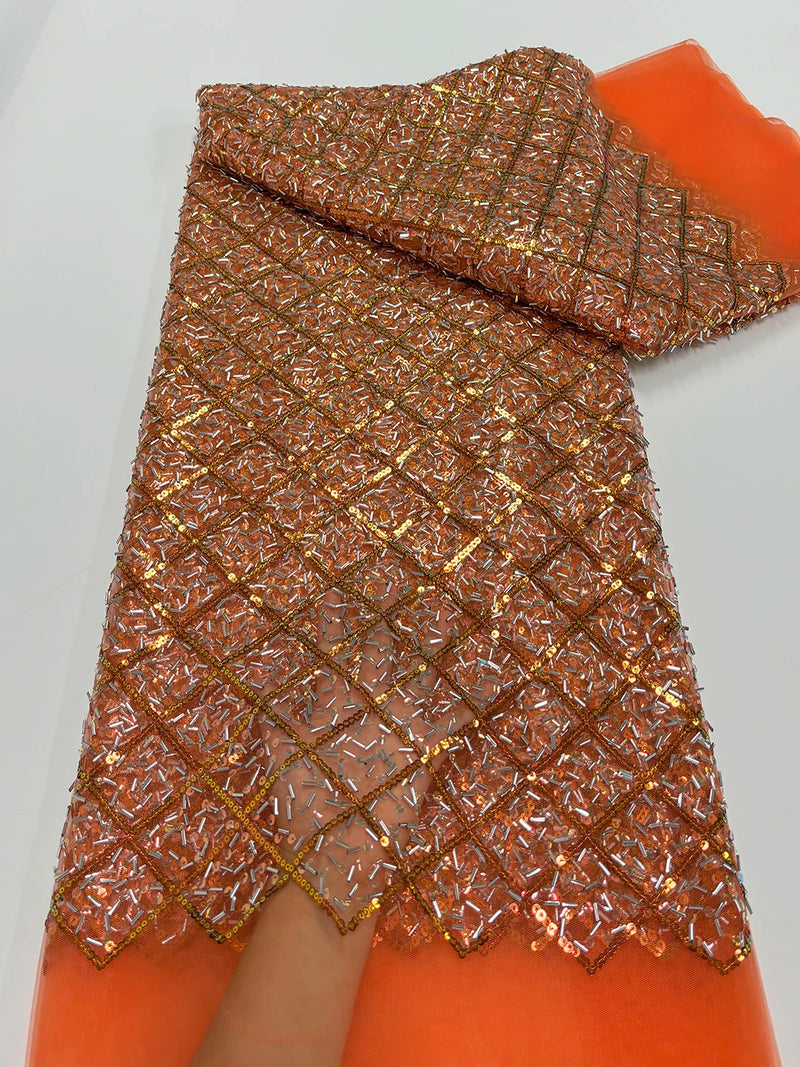 New Fashion Nigerian Mesh Sequins Lace Fabric