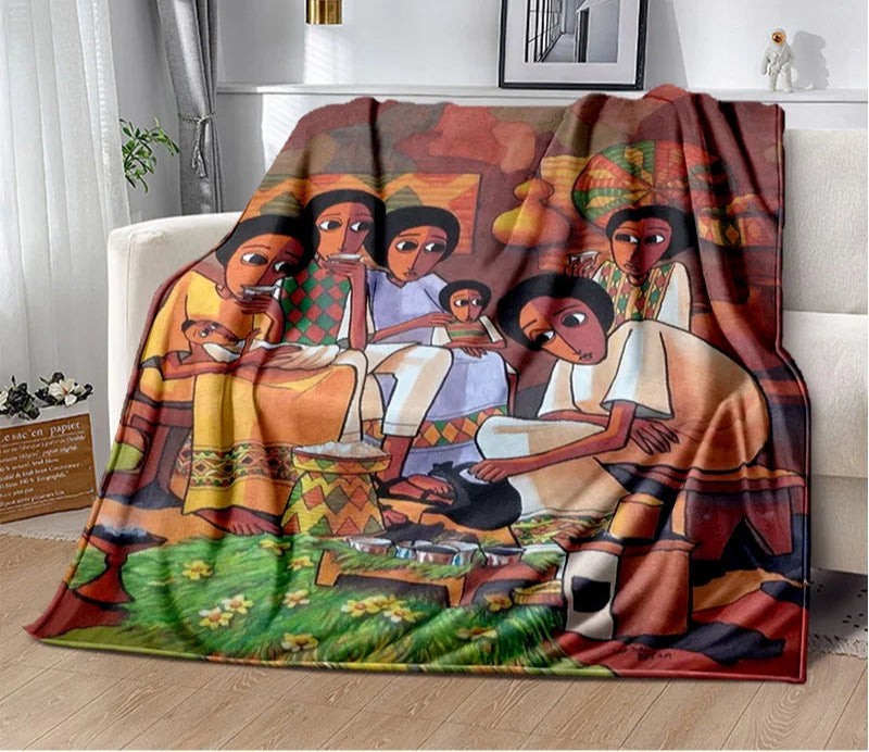 New Cartoon Africa Ethiopian Painting Art Blanket