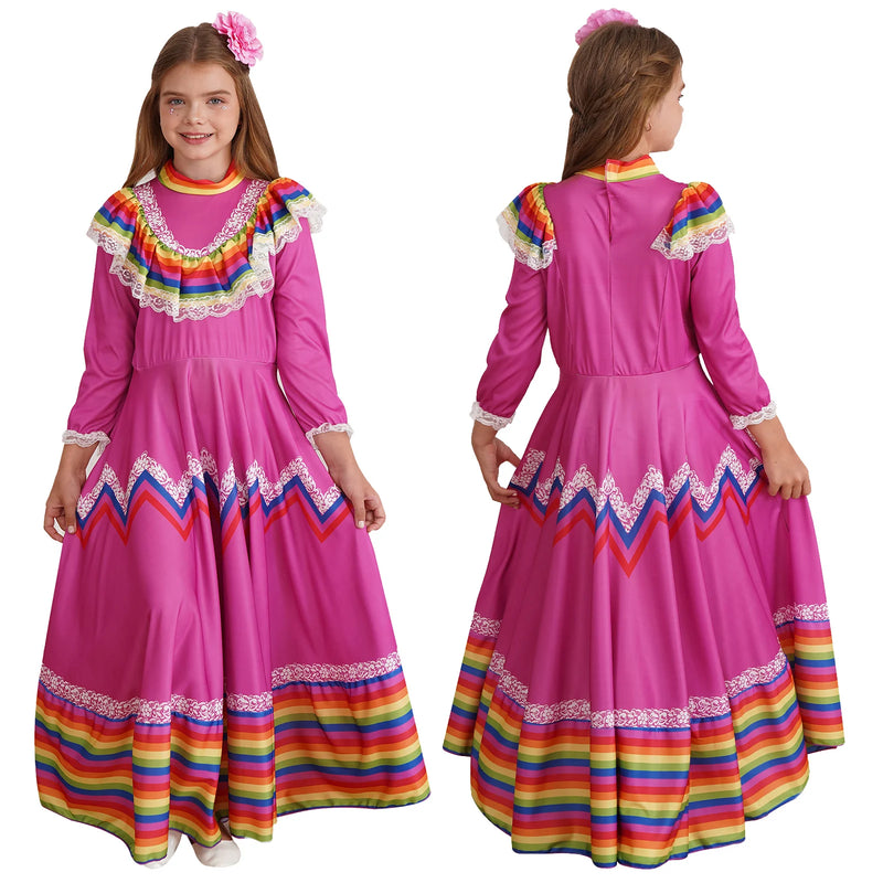 Kids Mexican Style Costume Traditional Jalisco Dresses