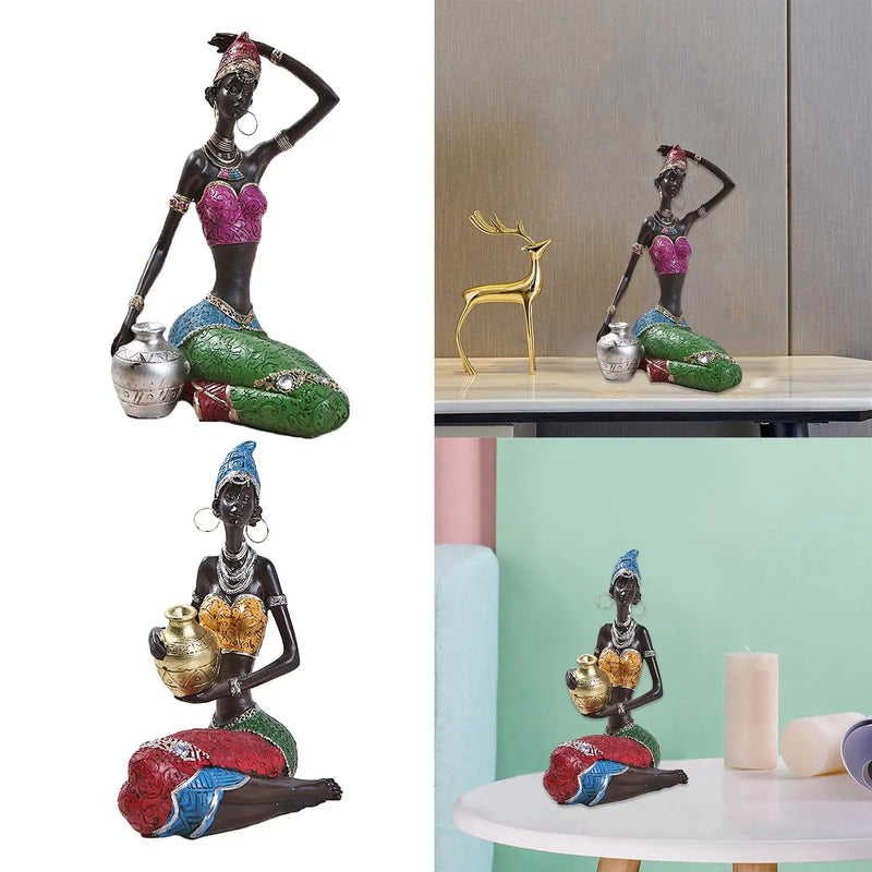 Women Craft Bookshelf Resin Statue Décor