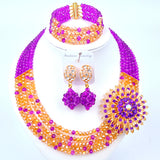 New Crystal Beaded Nigerian Wedding African Beads Jewelry Set