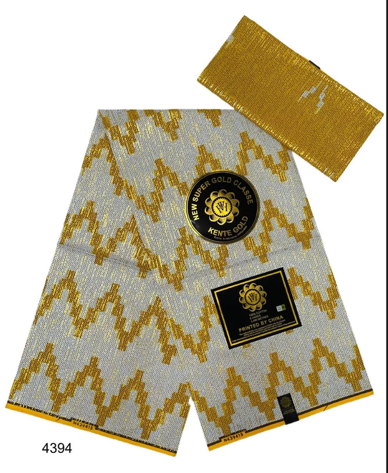 Ankara African kente gold Real Wax Fabric