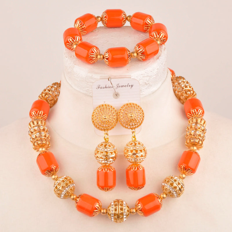 New Artificial Coral Bead Necklace Sets