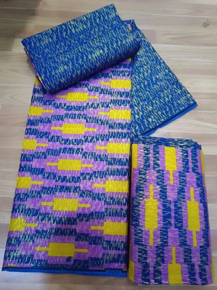 Ankara African Kente Gold Real Wax Fabric