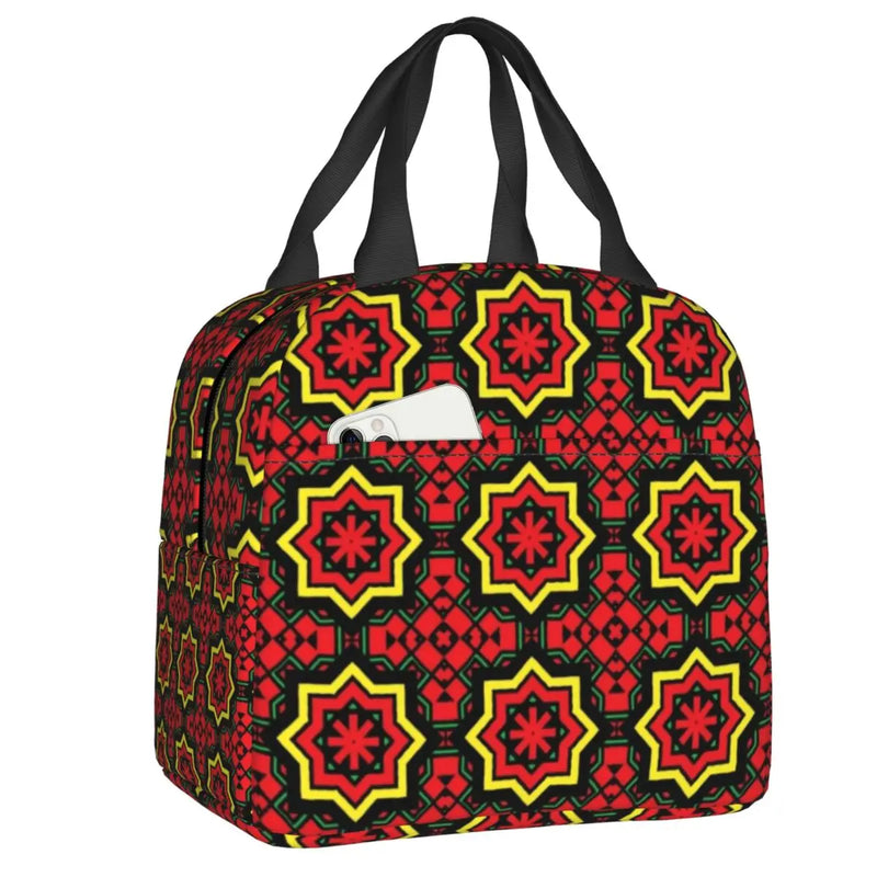 Ankara Dutch Wax Print Thermal Insulated Lunch Bags