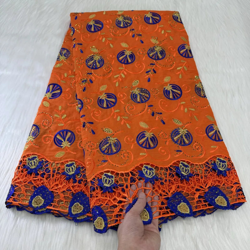 100% Cotton Voile Lace Popular Dubai Style Fabric