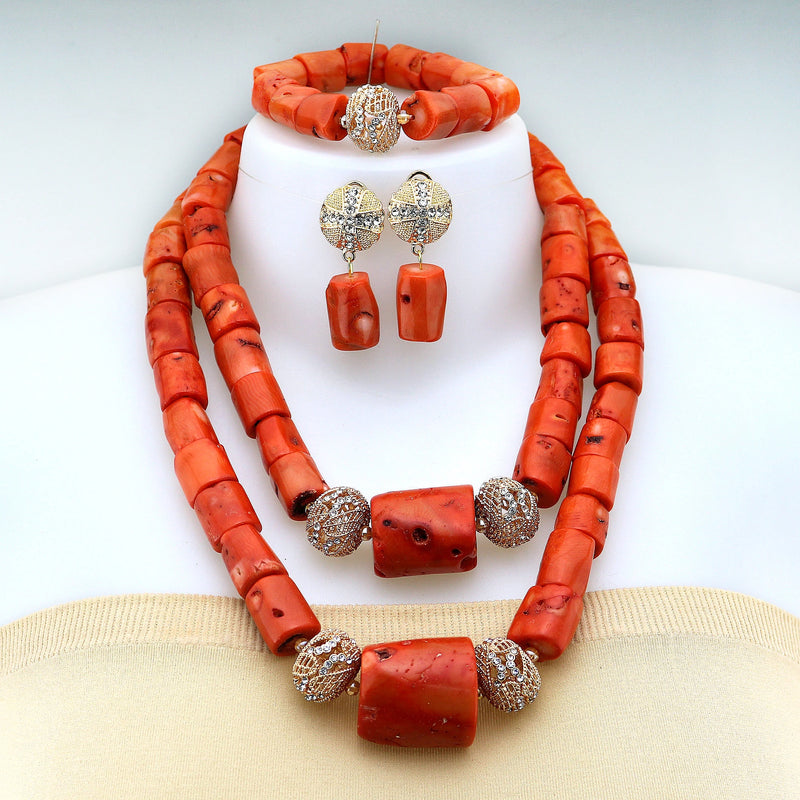 New Real Coral Coral Beads Jewelry Set