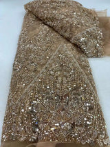 African Luxury Beaded Tulle Lace Fabric