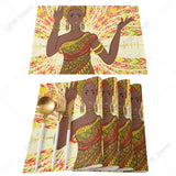 Ethnic African Women Printed Cotton Linen Table Napkin