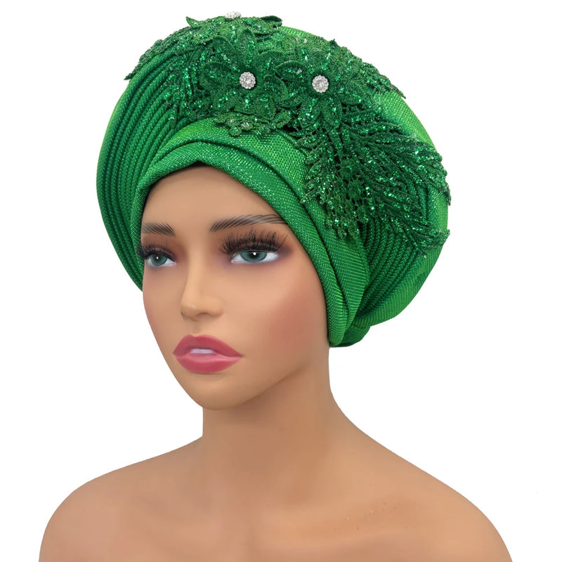 New Elegant African Autogele Women's Turban Cap