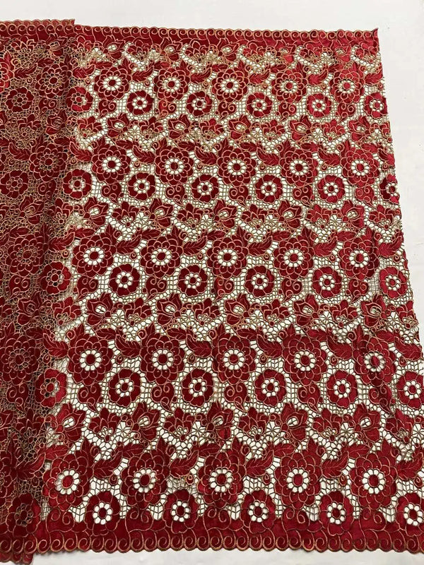 Latest African Velvet Guipure Cord Sequins Lace Fabric