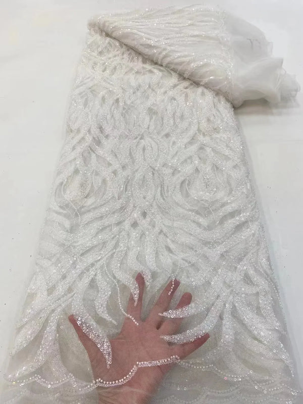 High-End Handmade Beaded Lace Fabric