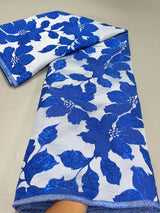 New Royal Blue Nigerian Brocade Jacquard Lace Fabric