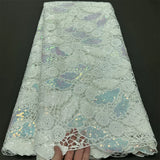 African Nigerian Sequins Cotton Embroidery organza Lace Fabric