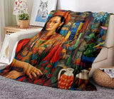 Cartoon Africa Ethiopian Custom Painting Art Soft Flannel Blanket